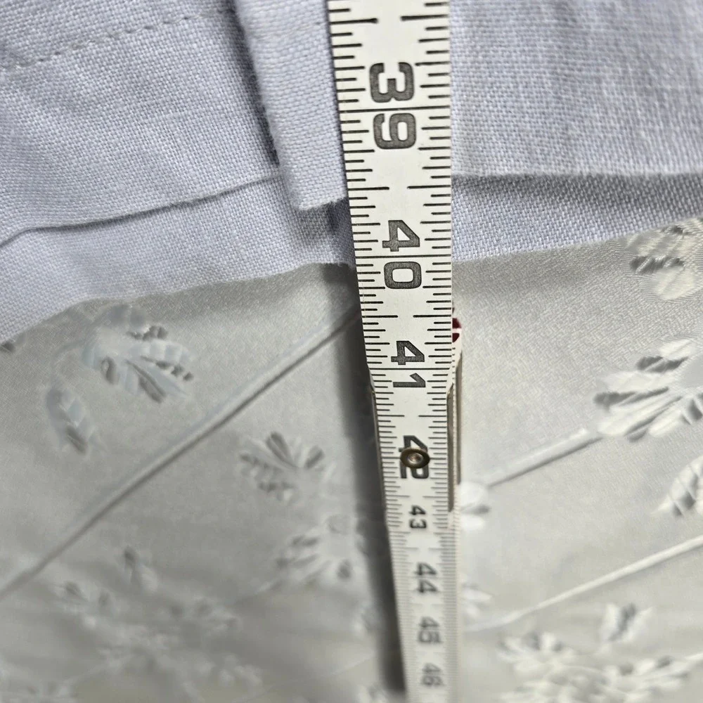 Caribbean Mens 100% Linen Pants 40x32 Light Blue‎ Grey Elastic Waist Drawstring